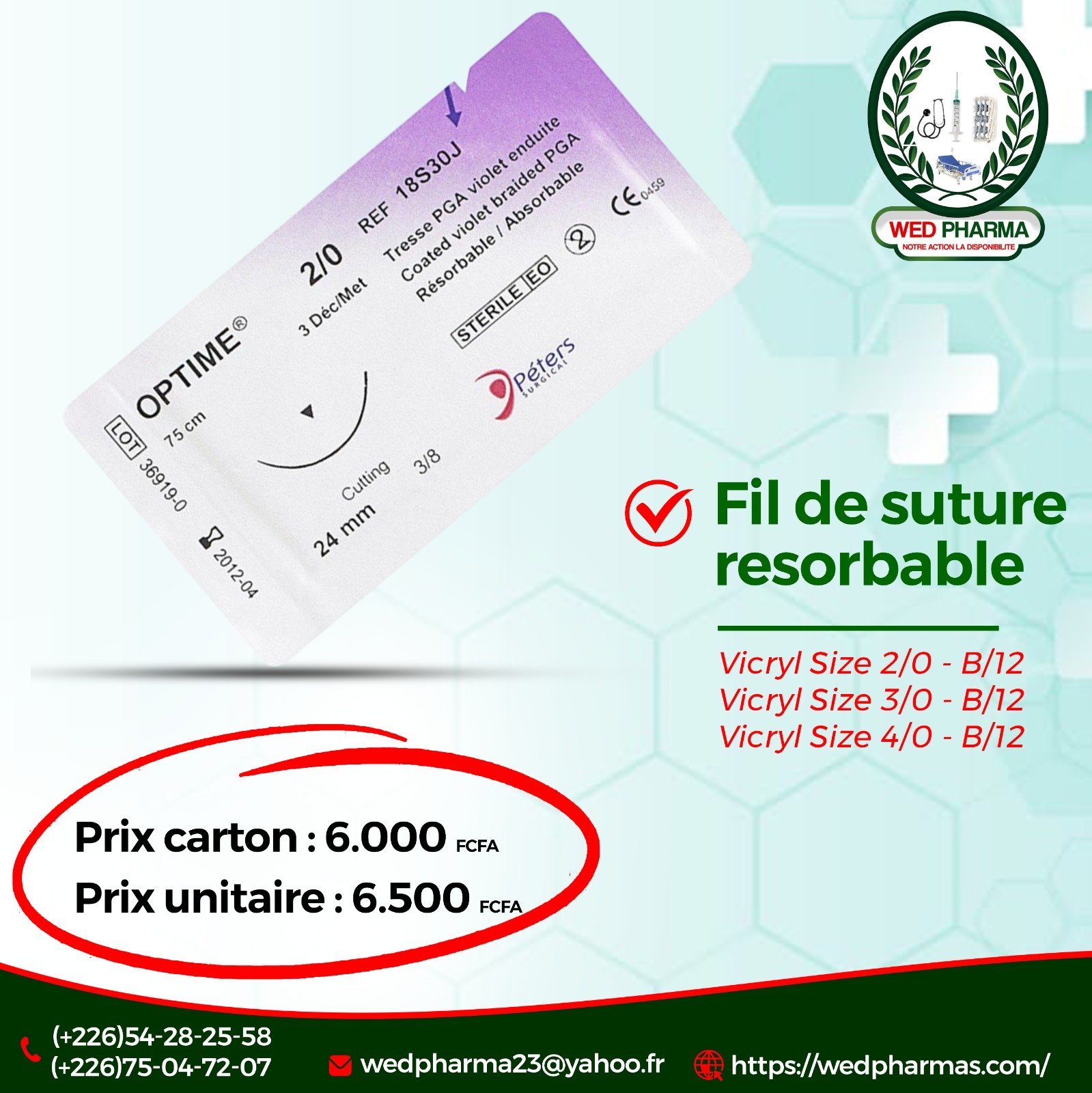 Fil de suture resorbable