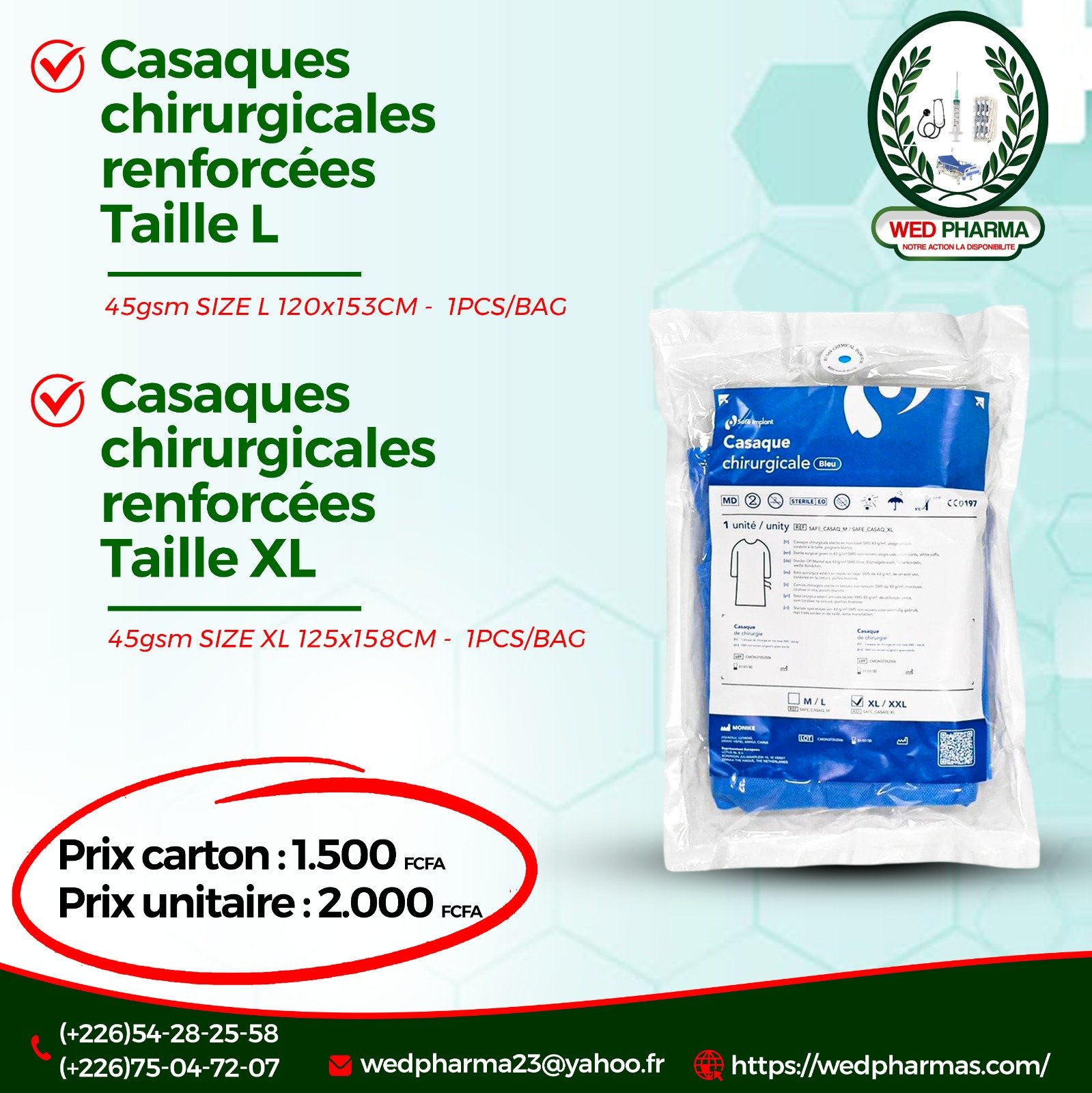 Casaques chirurgicales renforcés