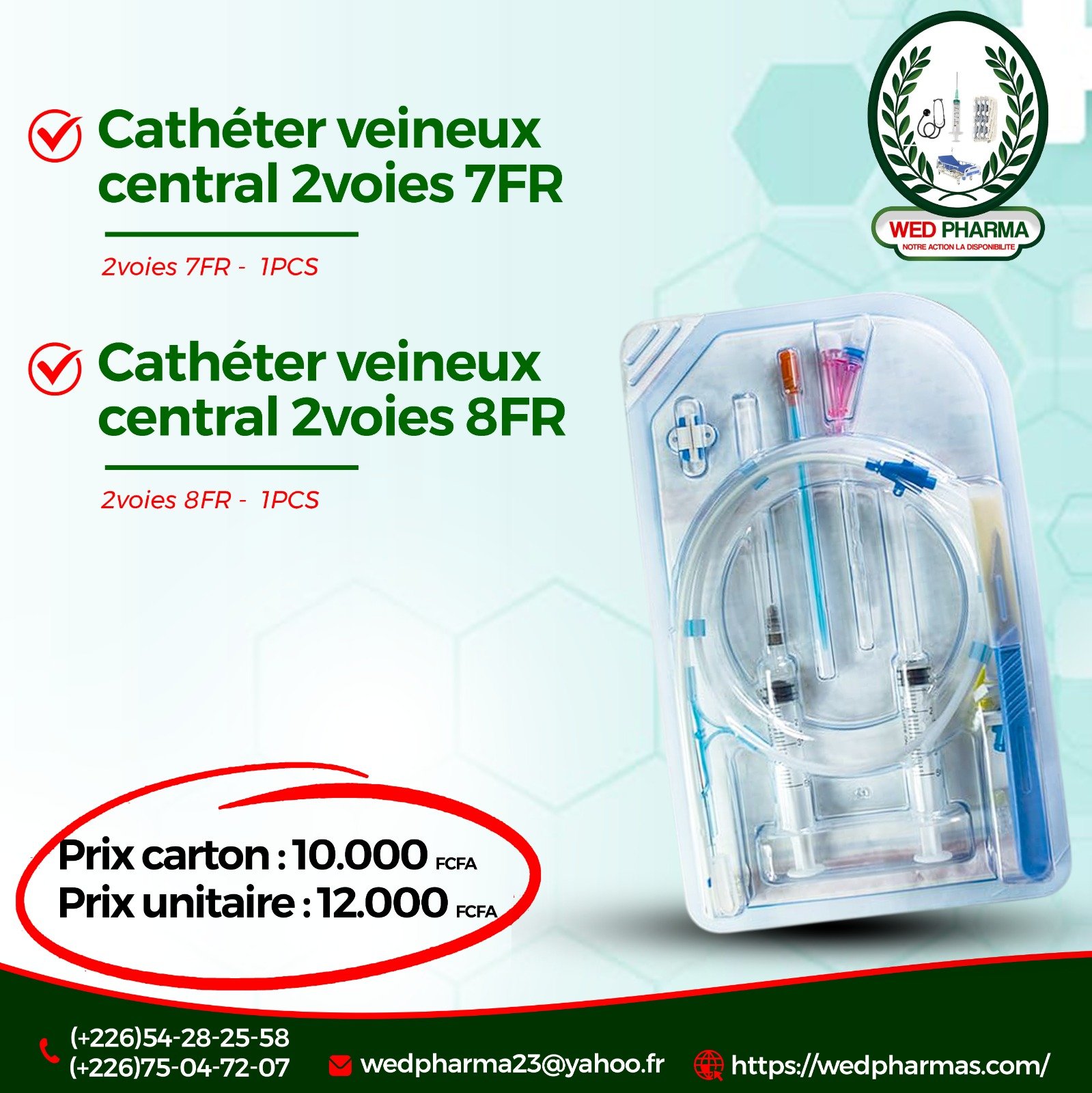 Cathéter veineux central 2voies